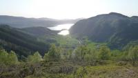Utsikt over fjord og fjell